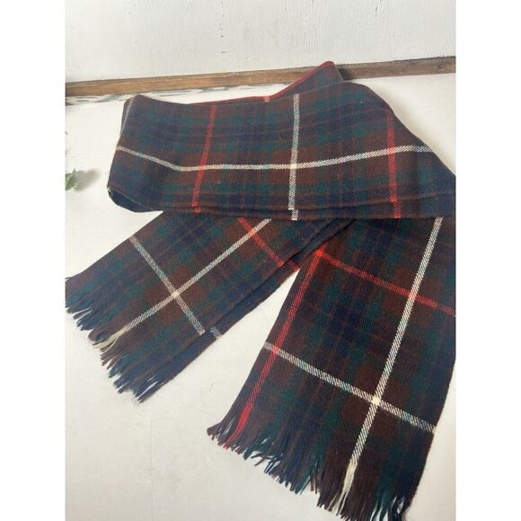 Vintage Scottish Wool Plaid Tartan Scarf Quiet Luxury Academia Green Old Money - Picture 6 of 6